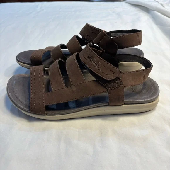 Merrell Women’s Kalari Lore Bracken Brown Leather Sandals Size 8 - Picture 2 of 7